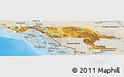 Physical Panoramic Map of Stikine, shaded relief outside