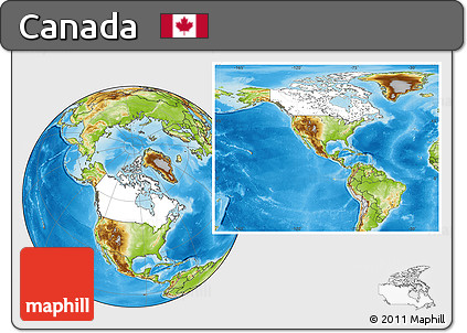Blank Location Map of Canada, physical outside