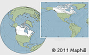 Blank Location Map of Canada, savanna style outside, hill shading outside