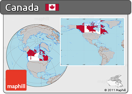 Flag Location Map of Canada, gray outside