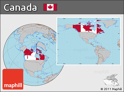Flag Location Map of Canada, gray outside