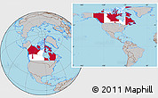 Flag Location Map of Canada, gray outside