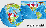Flag Location Map of Canada, physical outside