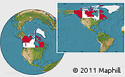 Flag Location Map of Canada, satellite outside