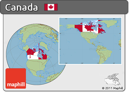 Flag Location Map of Canada, savanna style outside