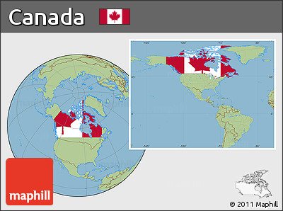Flag Location Map of Canada, savanna style outside