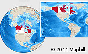 Flag Location Map of Canada, shaded relief outside