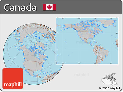 Gray Location Map of Canada, hill shading inside