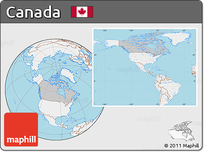Gray Location Map of Canada, lighten, land only