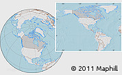Gray Location Map of Canada, lighten, land only, hill shading