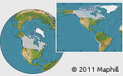 Gray Location Map of Canada, satellite outside, hill shading