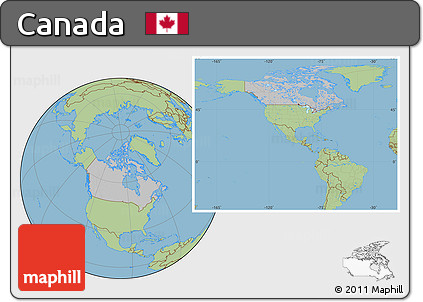Gray Location Map of Canada, savanna style outside, hill shading inside