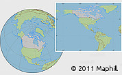 Gray Location Map of Canada, savanna style outside, hill shading inside
