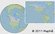 Gray Location Map of Canada, savanna style outside, hill shading