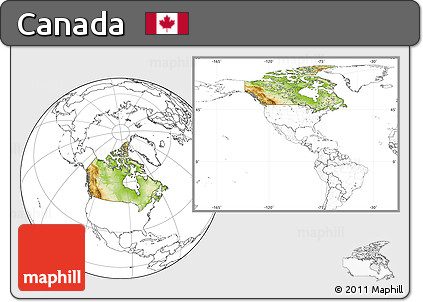 Physical Location Map of Canada, blank outside