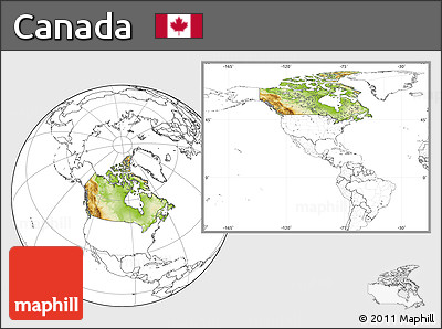 Physical Location Map of Canada, blank outside