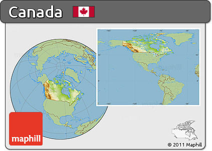 Physical Location Map of Canada, savanna style outside