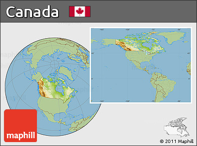 Physical Location Map of Canada, savanna style outside