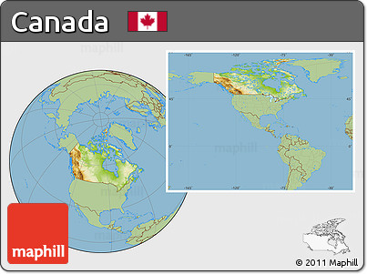 Physical Location Map of Canada, savanna style outside