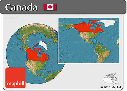 Satellite Location Map of Canada
