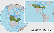 Satellite Location Map of Canada, gray outside