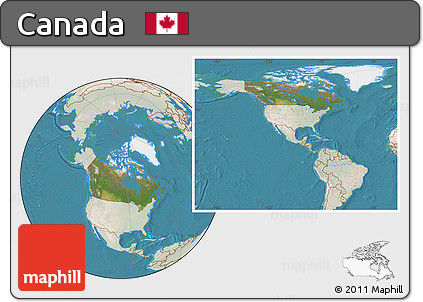 Satellite Location Map of Canada, lighten, land only