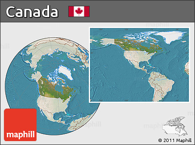 Satellite Location Map of Canada, lighten, land only