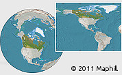Satellite Location Map of Canada, lighten, semi-desaturated, land only