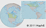 Savanna Style Location Map of Canada, gray outside, hill shading