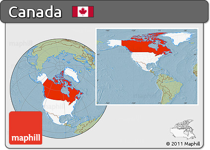 Savanna Style Location Map of Canada, highlighted continent, hill shading
