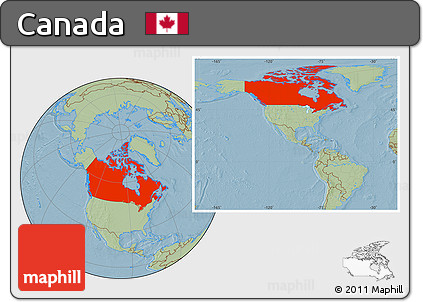 Savanna Style Location Map of Canada, hill shading