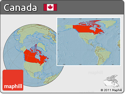 Savanna Style Location Map of Canada, hill shading