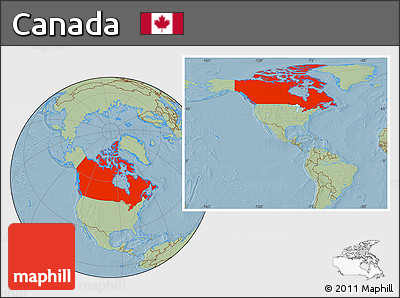 Savanna Style Location Map of Canada, hill shading