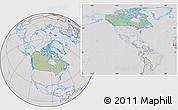 Savanna Style Location Map of Canada, lighten, desaturated, hill shading