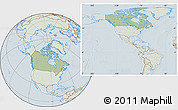 Savanna Style Location Map of Canada, lighten, hill shading