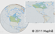 Savanna Style Location Map of Canada, lighten, semi-desaturated, hill shading
