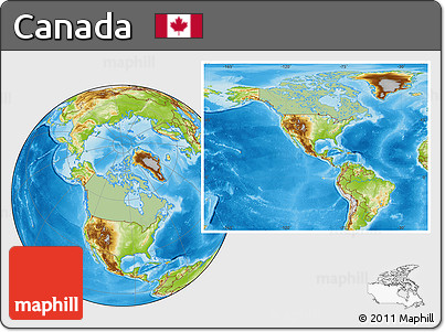 Savanna Style Location Map of Canada, physical outside