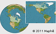 Savanna Style Location Map of Canada, satellite outside, hill shading