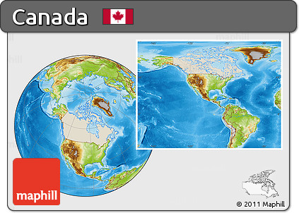 Shaded Relief Location Map of Canada, physical outside