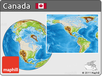 Shaded Relief Location Map of Canada, physical outside