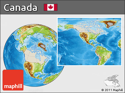 Shaded Relief Location Map of Canada, physical outside
