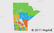 Political 3D Map of Manitoba, cropped outside