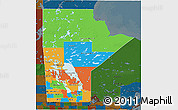Political 3D Map of Manitoba, darken