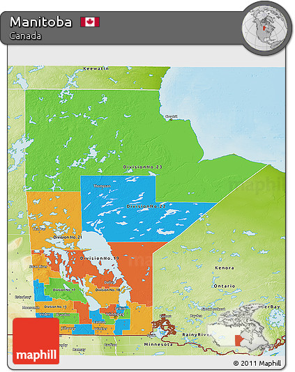 Political 3D Map of Manitoba, physical outside