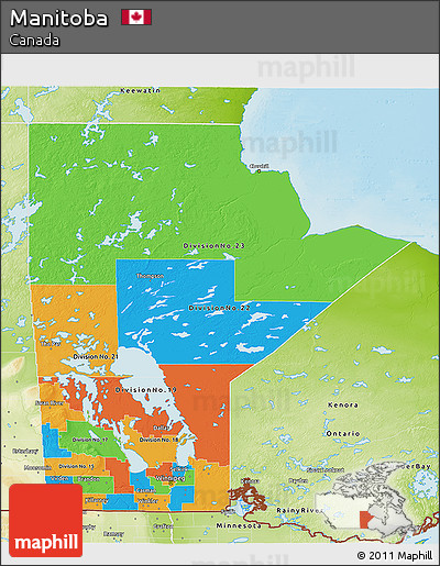 Political 3D Map of Manitoba, physical outside