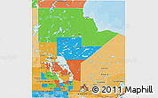 Political 3D Map of Manitoba, political shades outside