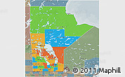 Political 3D Map of Manitoba, semi-desaturated