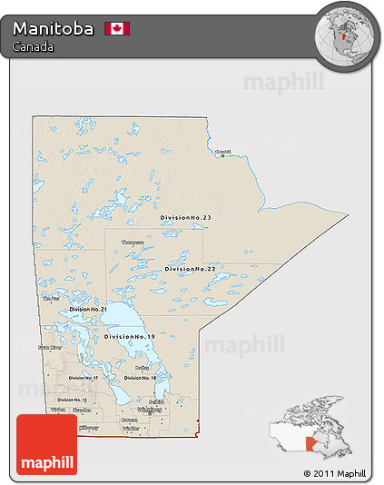 Shaded Relief 3D Map of Manitoba, cropped outside