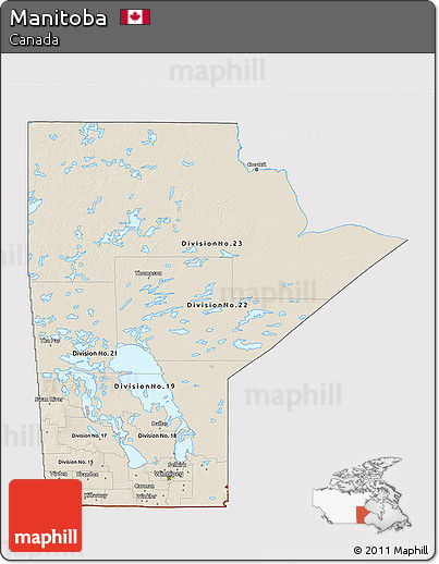 Shaded Relief 3D Map of Manitoba, cropped outside