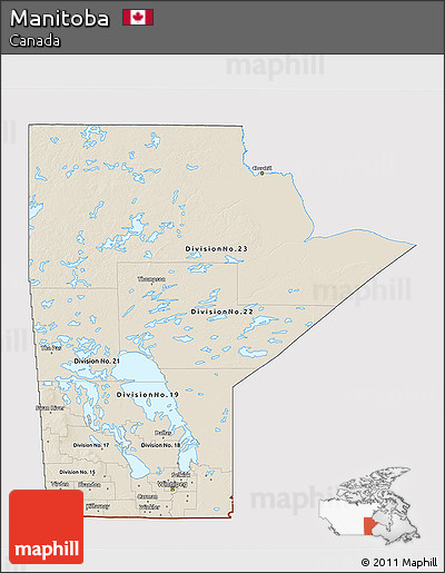 Shaded Relief 3D Map of Manitoba, cropped outside